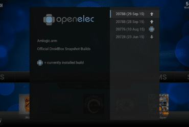 OpenELEC Dev Update Build Selection