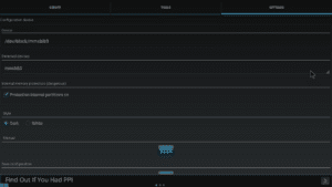 AParted Settings Screen