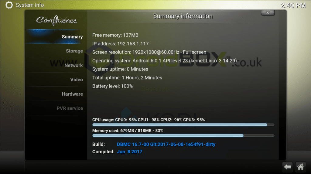 DBMC 16.7-00 System Info