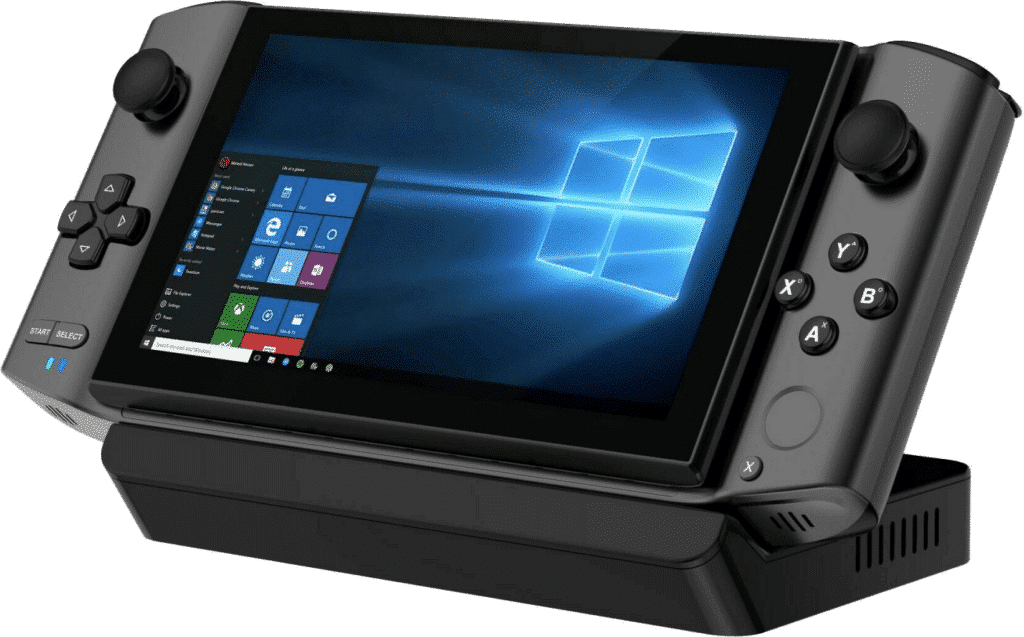 GPD WIN 3 Matte Black Colour - Vista de ângulo frontal na estação de ancoragem