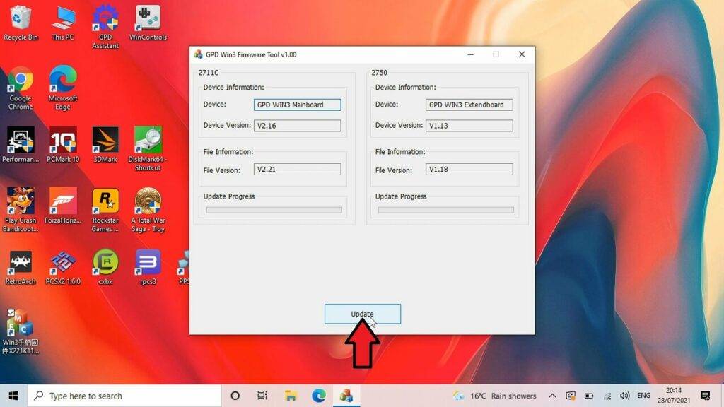 GPD Win 3 Sprawdzanie wersji aktualizacji oprogramowania układowego