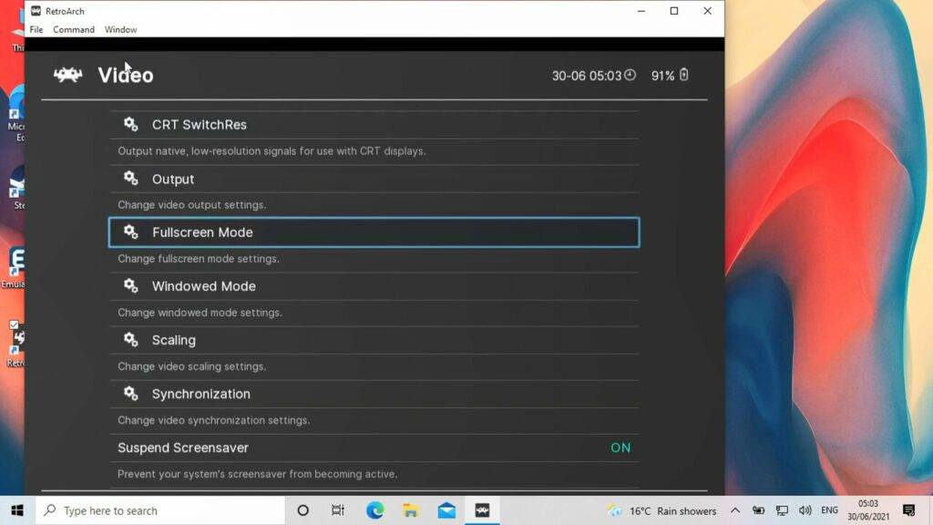 Select "Fullscreen mode"...