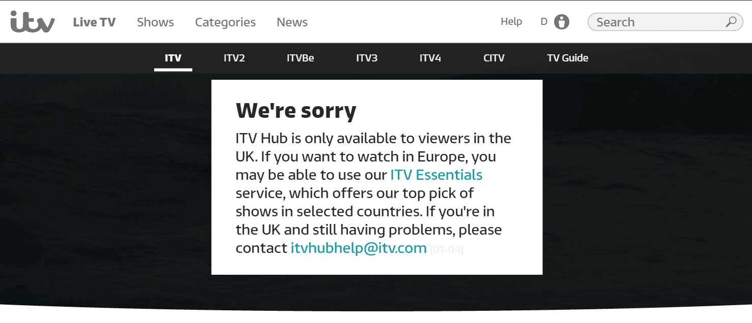 ITV Geoblocked