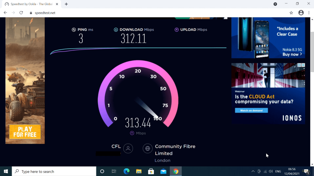 Minisforum X400 WiFi Speedtest