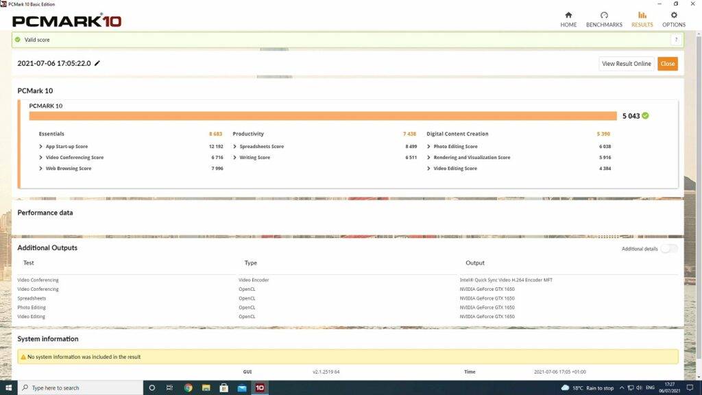 PCMark Benchmark Score