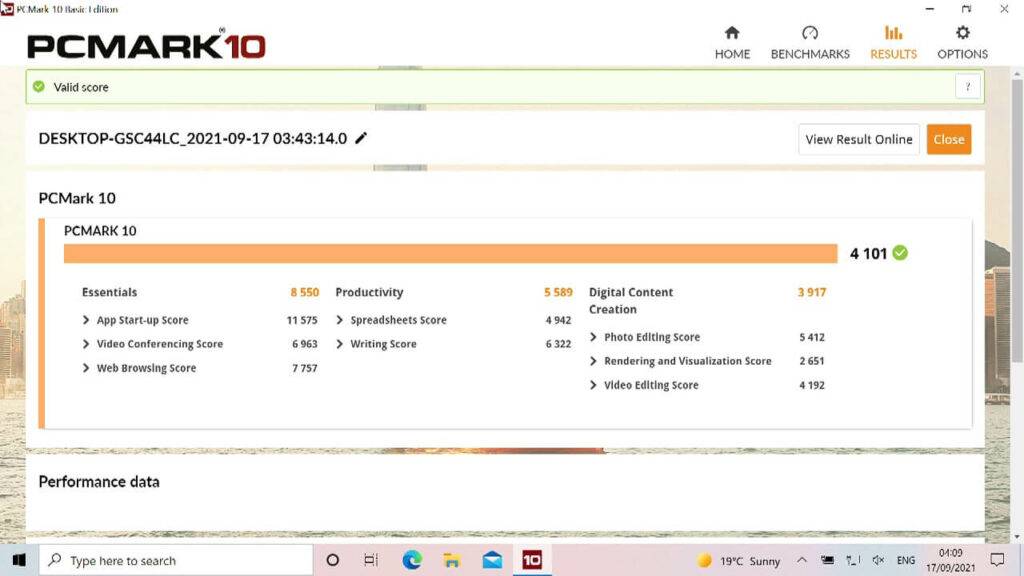 GPD Win MAX 2020 PCMark Score