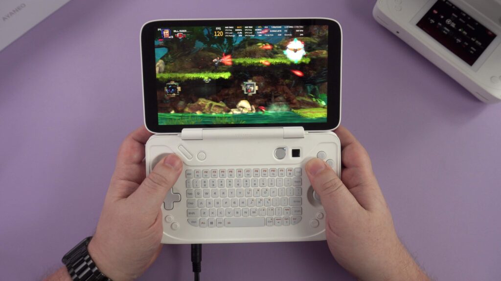 "Contra" per "AYANEO Flip", esant 120 Hz dažniui