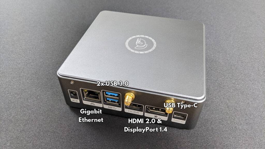 Back view on the DroiX Mini Computer
