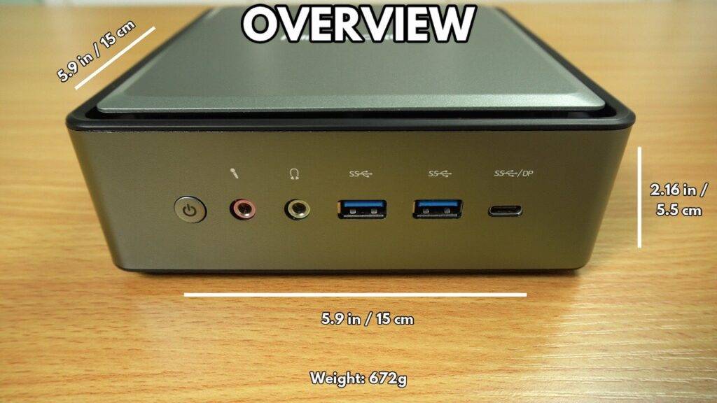 HM80 Mini PC Dimensions and Front View