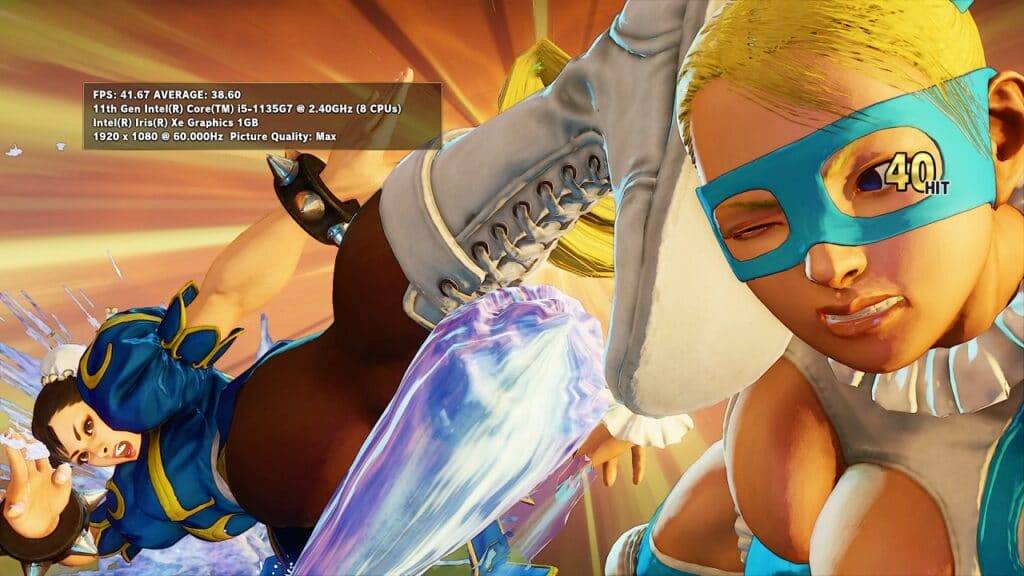 Street Fighter V gennemsnitlig FPS for første kamp