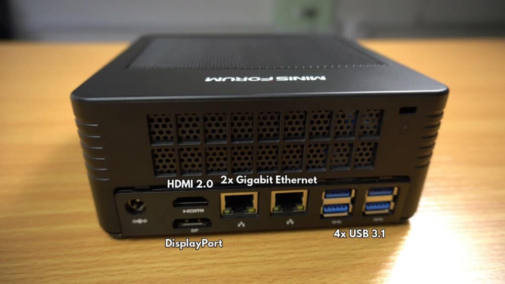 Back view of the X500 from MinisForum