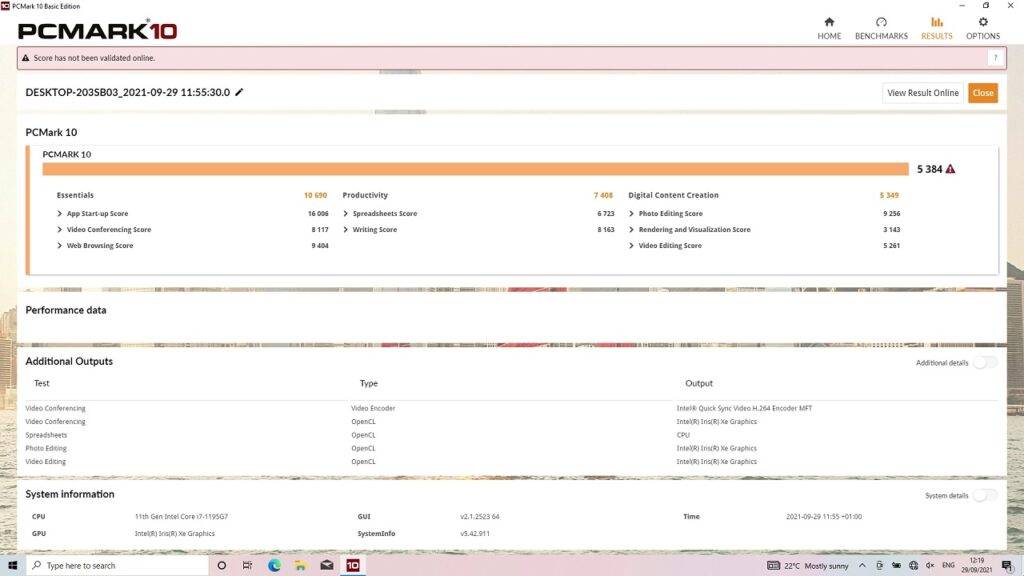 GPD Win 3 PCMark Score