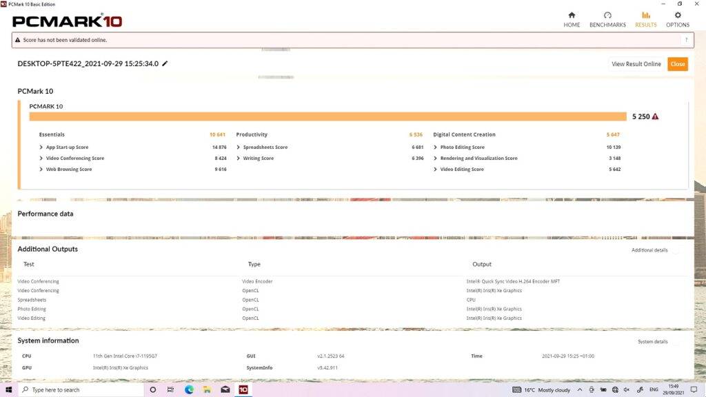 ONEXPLAYER 1S PCMark Score
