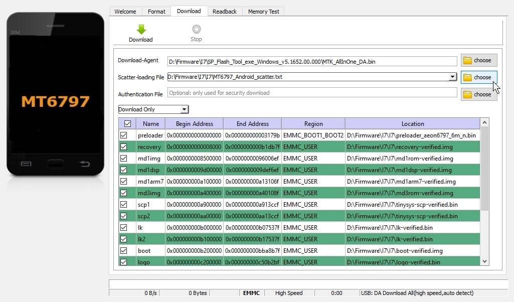 MOQI i7 Firmware - Vorbereitetes SP Flash Tool