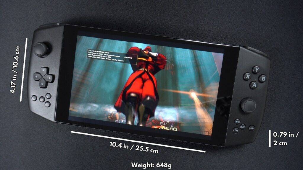 Aya Neo Pro dimensions and front view