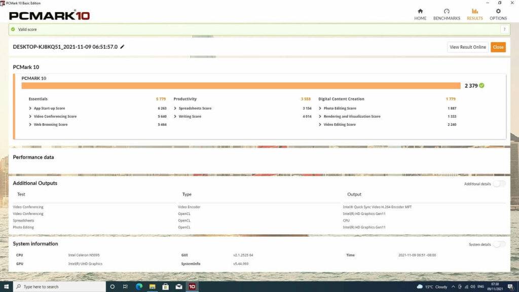 PCMark benchmark eredmények