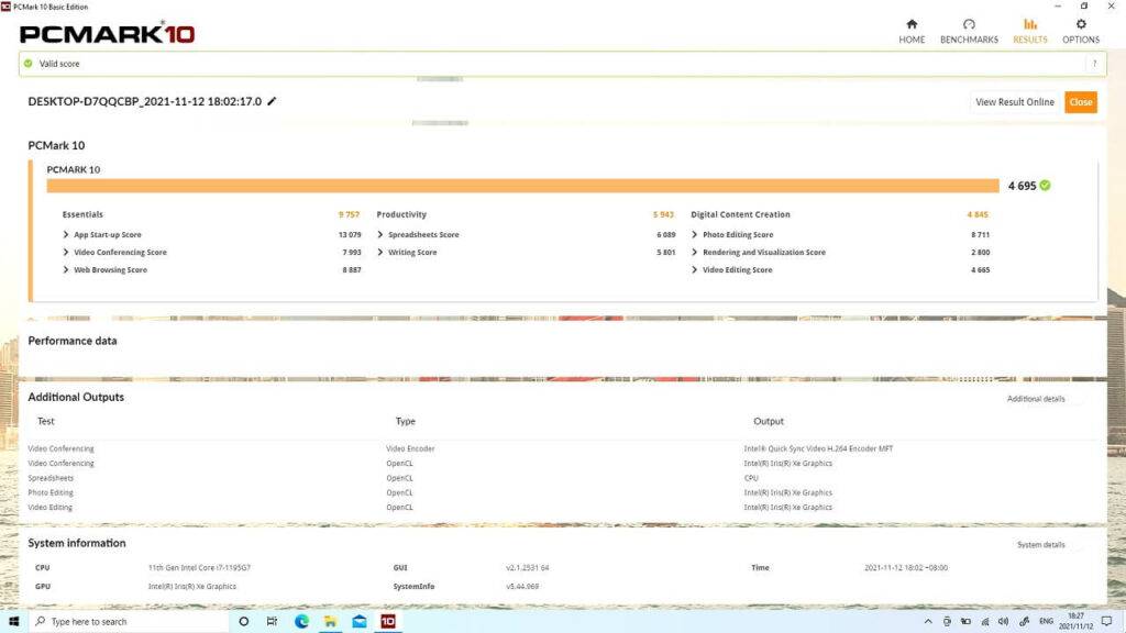 PCMARK Benchmark pontszámok