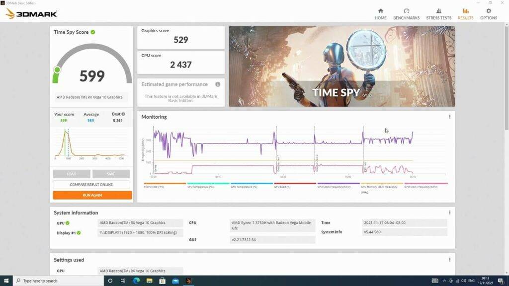 3DMark Benchmark-Ergebnis