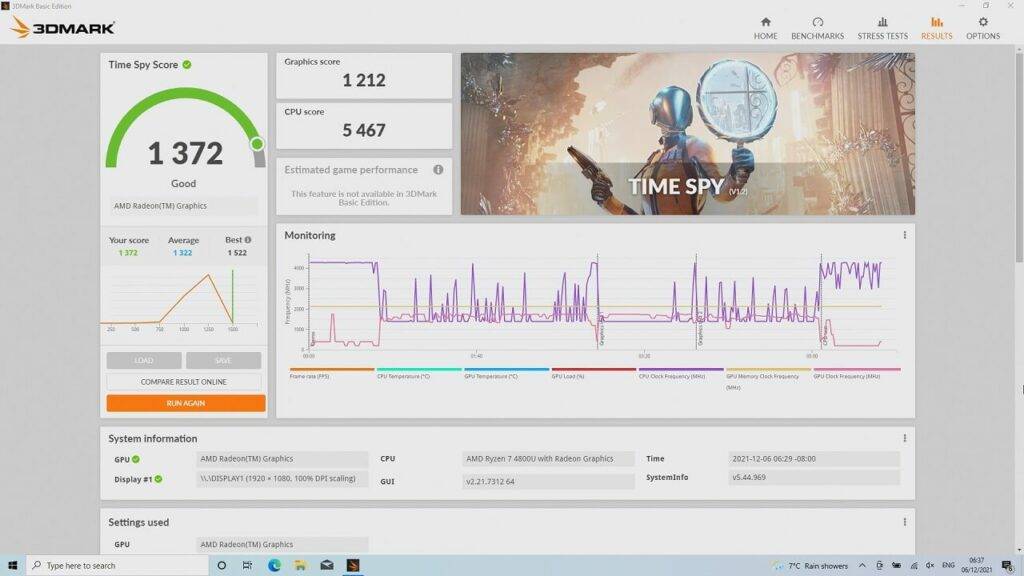 Wyniki testów porównawczych 3DMark dla Win MAX 2021 AMD