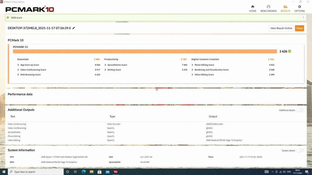 PCMark Benchmark-Ergebnis