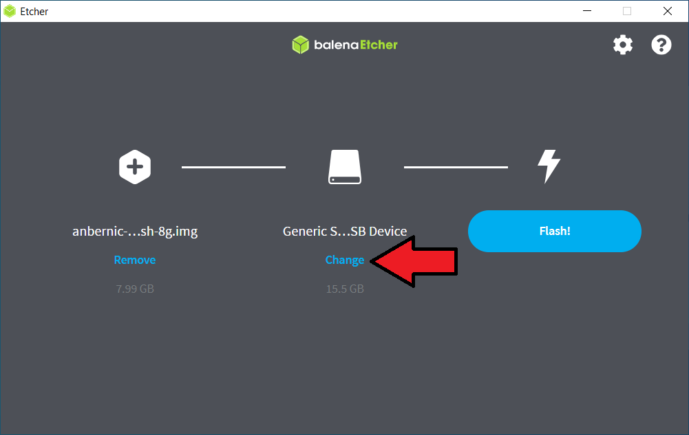 Wybierz urządzenie USB, na którym chcesz zapisać plik obrazu.