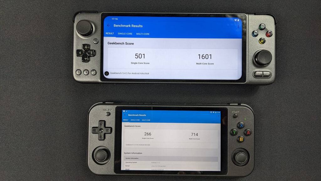 Geekbench 5 benchmark på RG552 vs GPD XP