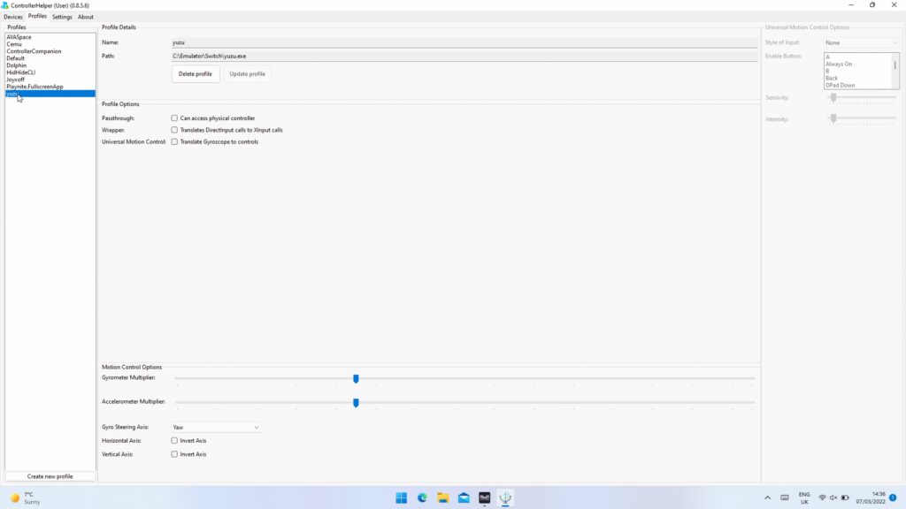 Custom profiles with the Controller Service software for AYA Neo Handhelds.