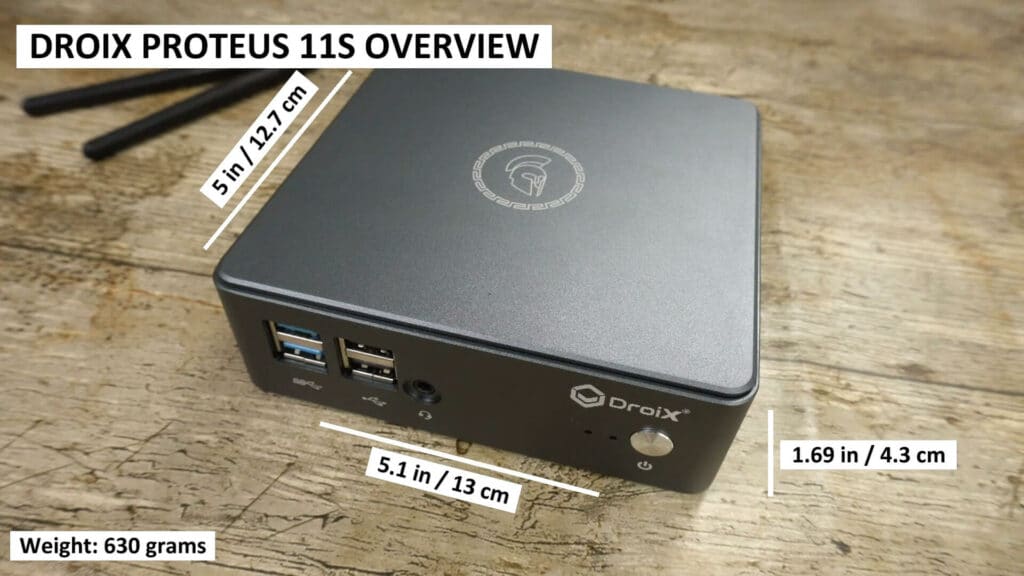 DroiX Proteus 11S mini PC dimensions