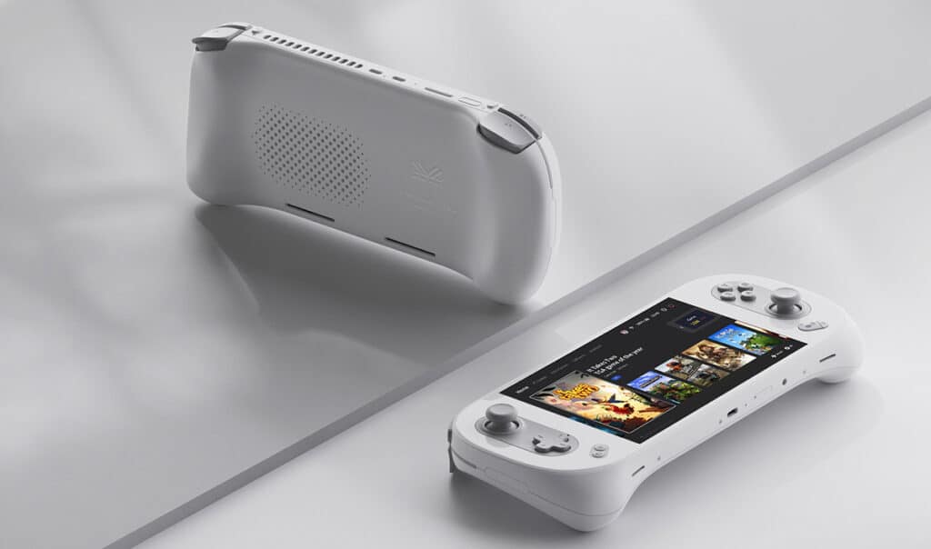 AYANEO 2 RDNA2 PC Gaming Handheld shown from the front and the back