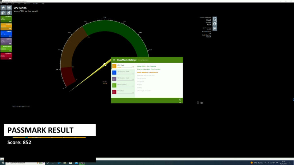 Risultato del benchmark PassMark