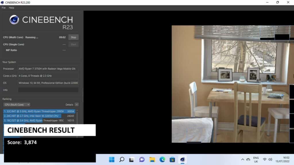 Banc d'essai Cinebench