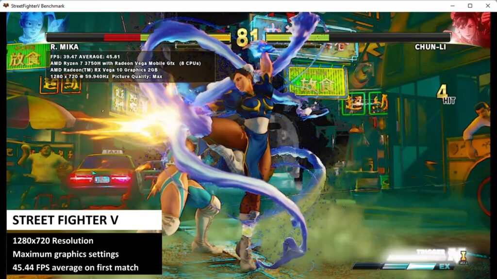 Résultat du benchmark de Street FIghter V