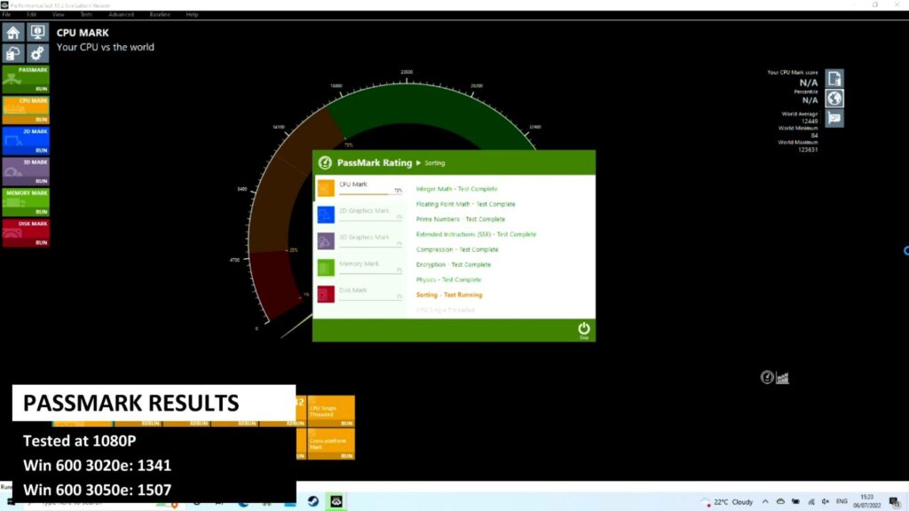 Win 600 Review - PassMark Result
