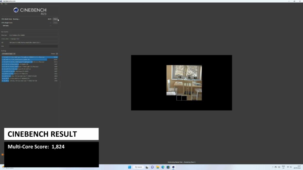 Výsledky benchmarku Cinebench