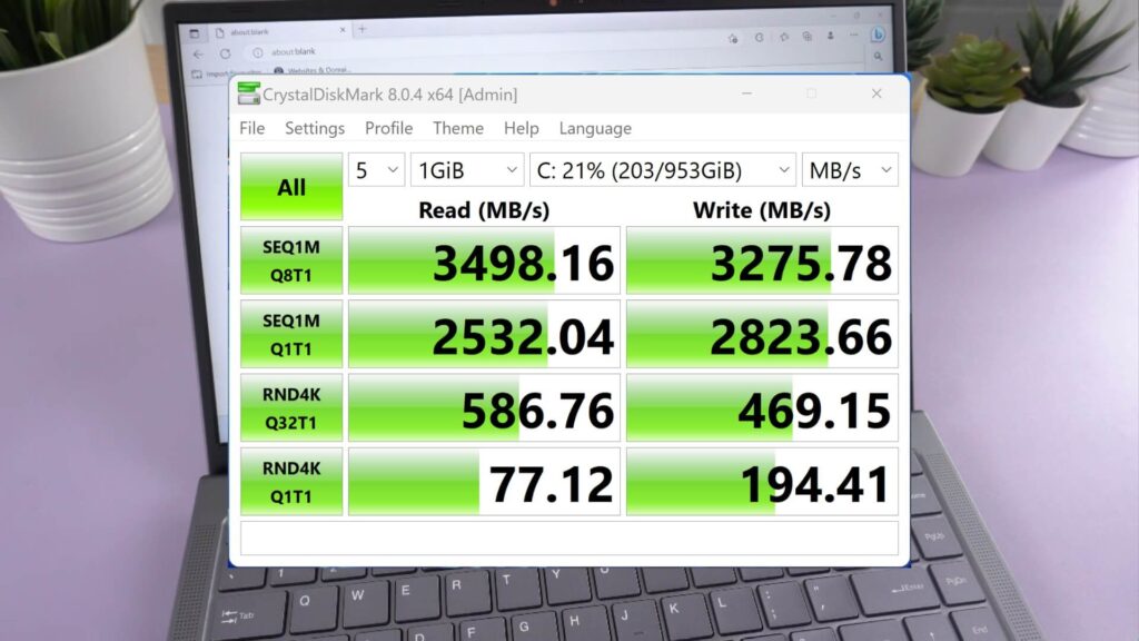 CrystalDiskMark Benchmark-resultat