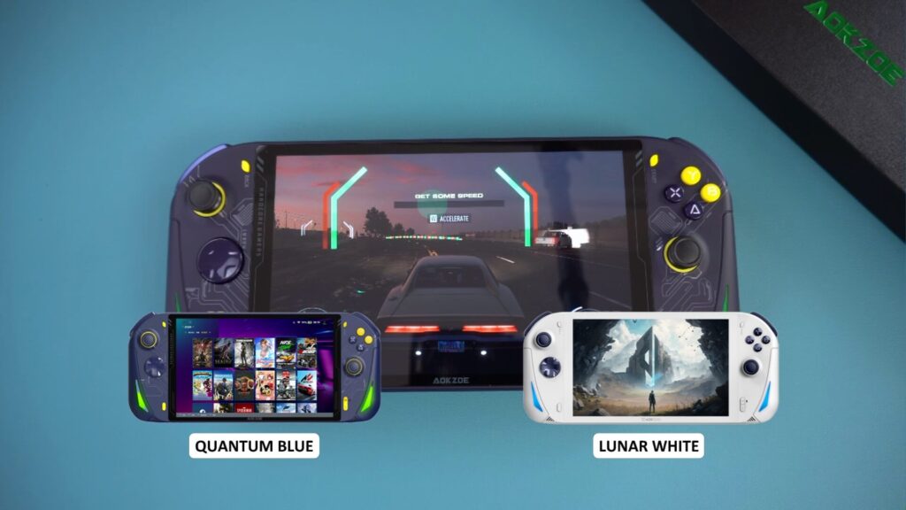 AOKZOE A1 Pro Quantum Blue and Lunar White colours