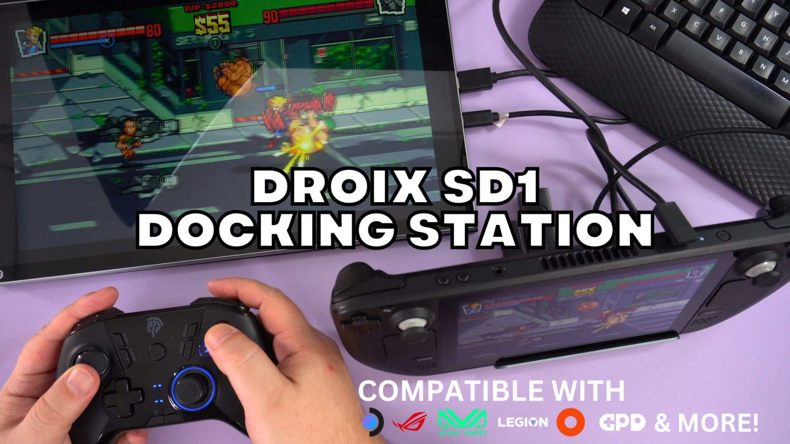 DroiX SD1 docking station for Steam Deck ASUS ROG Ally Lenovo Legion Go AYA NEO GPD ONEXPLAYER