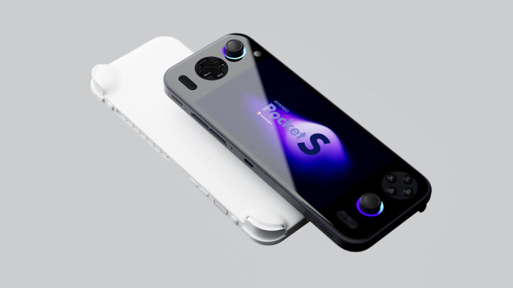 AYA NEO Pocket S Hinten und vorne in den Farben Weiß und Schwarz