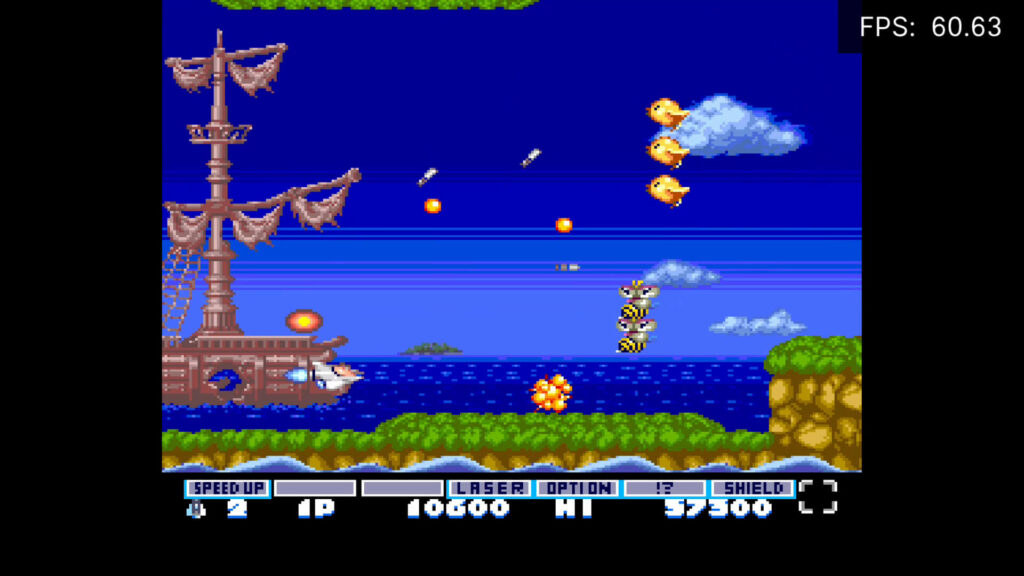 PC Engine -emulaattori, jossa Parodius toimii