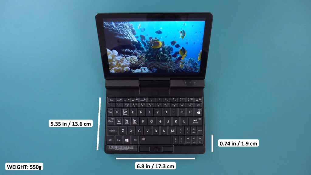 Dimensões do ONE Netbook A1 Pro