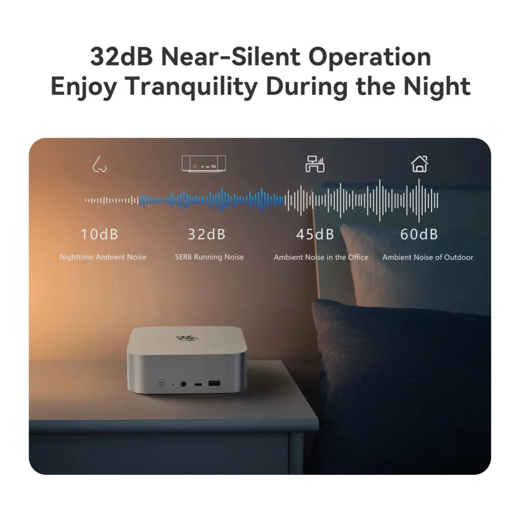 Beelink SER8 32 dB beveik tylus veikimas