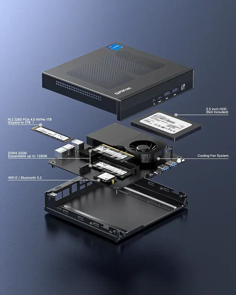 GMKTec NucBox M4 surinkimo dizainas