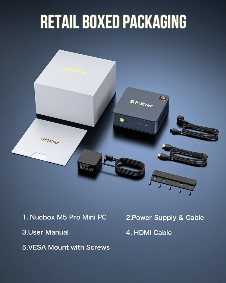 Conteúdo da caixa GMKTec NucBox M5