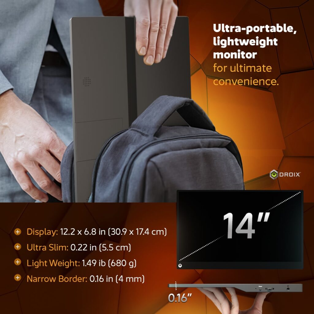 DroiX PM14 4K bærbar skjerm