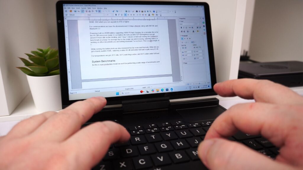 Επεξεργασία εγγράφου Word στο GPD Pocket 4
