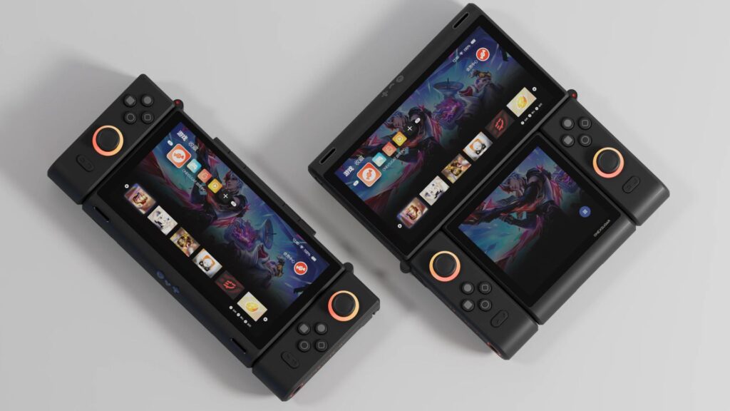ONEXPLAYER ONEXSUGAR Black model single and dual screen setup