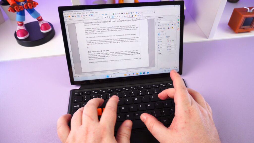 Typing a document on the ONEXPLAYER X1 Pro