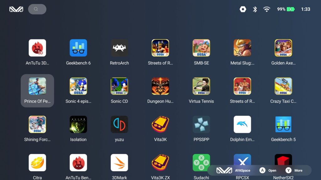 AYANEO Pocket S2 Pagrindinis ekranas