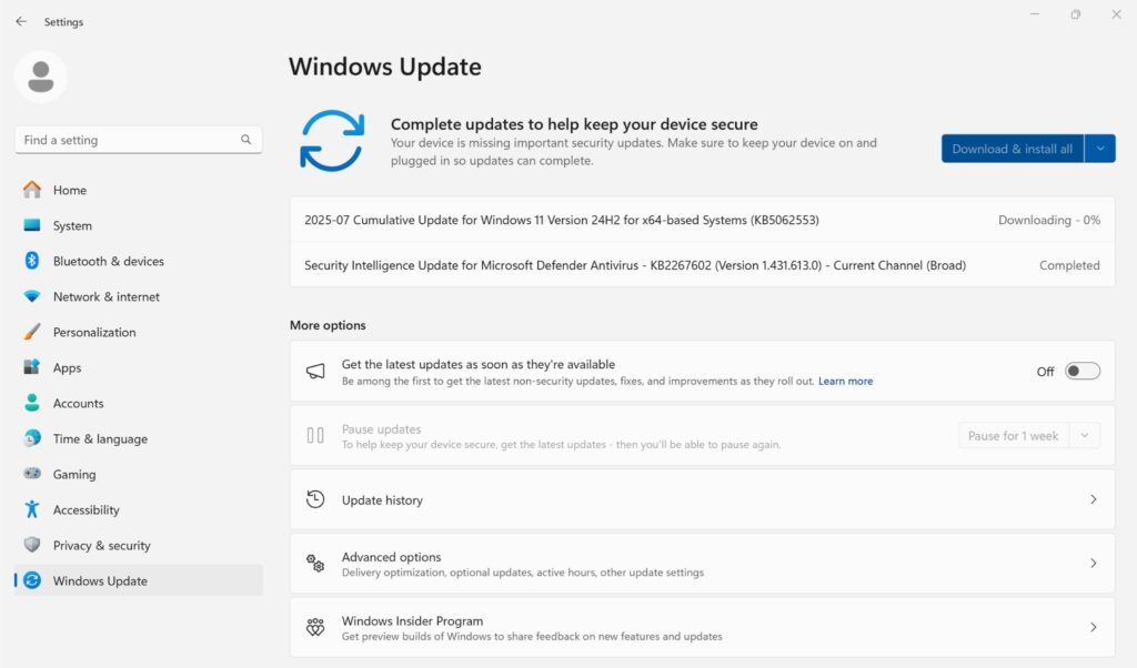 Windows Update käivitamine
