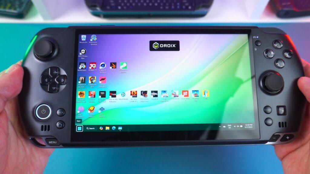 Zaslon in upravljalni elementi programa GPD WIN 5